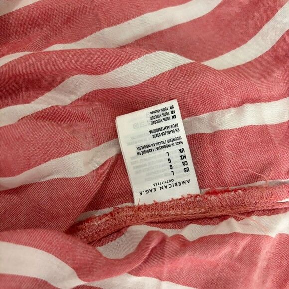 American Eagle Shirt Women's Large Striped Button Up Oversized Pocket Shirt - Picture 9 of 9
